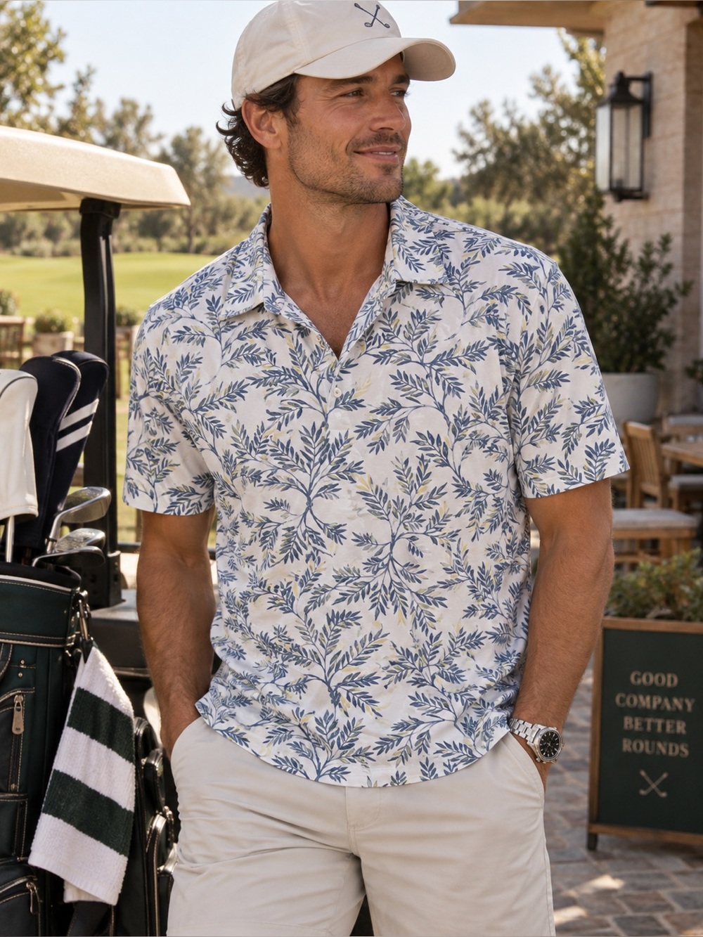 Travis Mathew Botanical Print Golf Polo Shirt Men’s XL